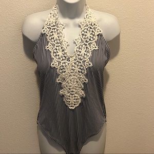 Blooming Jelly SZ XL Bathing Suit Black & White Stripe One Piece